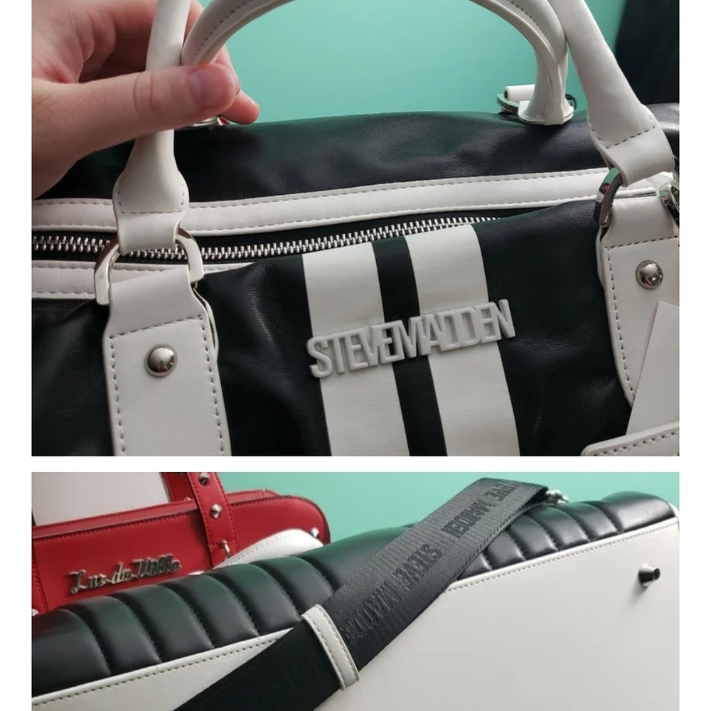 Steve Madden Black and White Striped Tote - Picture 3 of 4